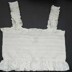 Forever 21 Off-White Ruffle Strap Crop Top